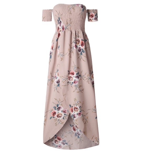 Vacation Ready beige floral off shoulder dress - Picture 6 of 8